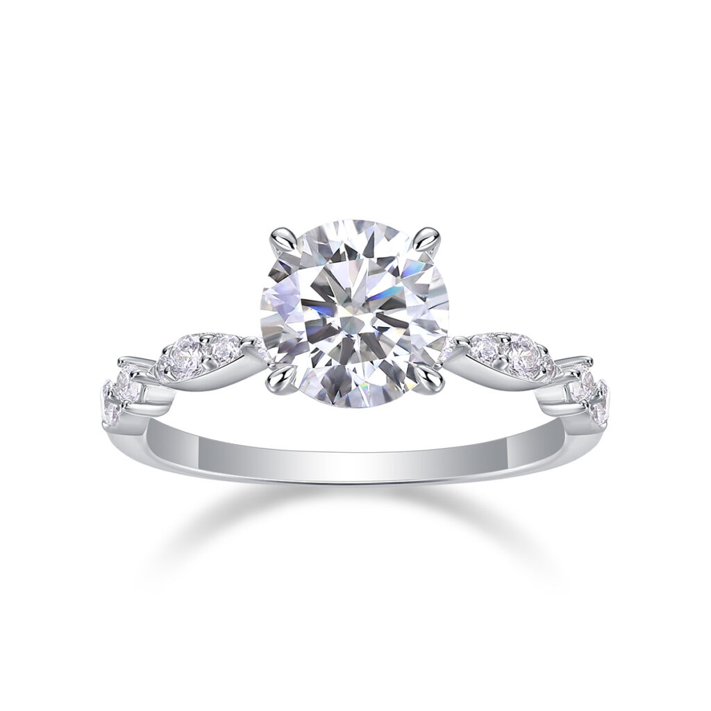 2-carat Luxury Fashion Minimalist Trend Jewelry Silver Ring Set With Top-quality Moissanite, Made Of S925 Silver With Electroplated Platinum.