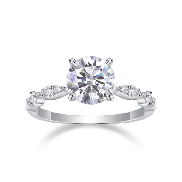 2-carat Luxury Fashion Minimalist Trend Jewelry Silver Ring Set With Top-quality Moissanite, Made Of S925 Silver With Electroplated Platinum. - Image 4