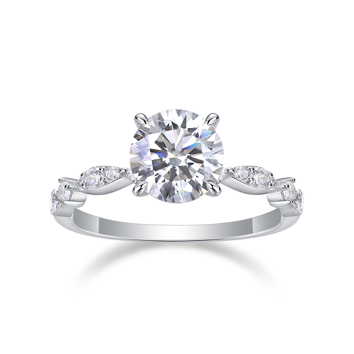 2-carat Luxury Fashion Minimalist Trend Jewelry Silver Ring Set With Top-quality Moissanite, Made Of S925 Silver With Electroplated Platinum. - Image 4