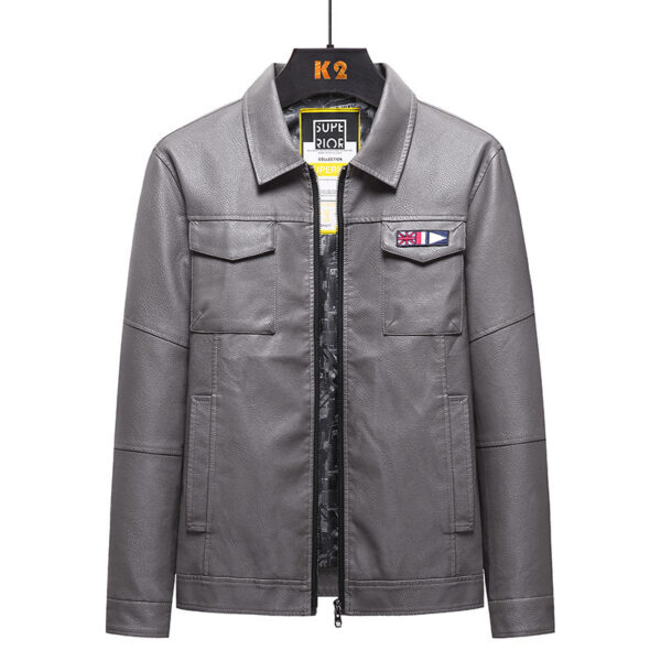 Fat and loose PU leather jacket - Image 17