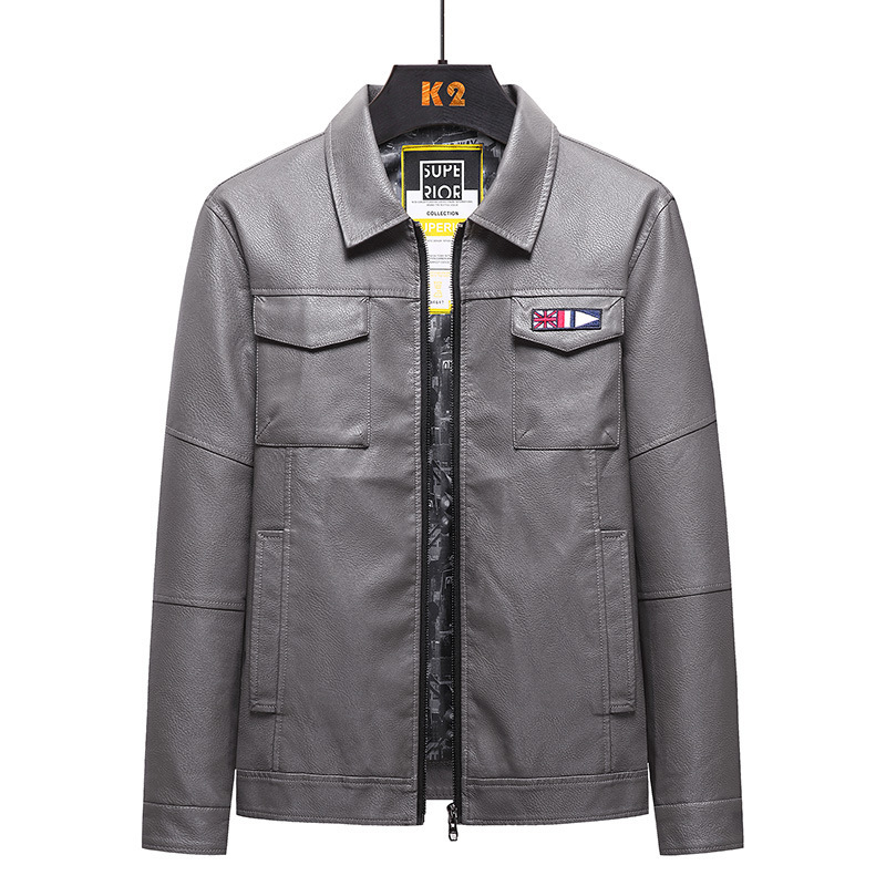 Fat and loose PU leather jacket - Image 23