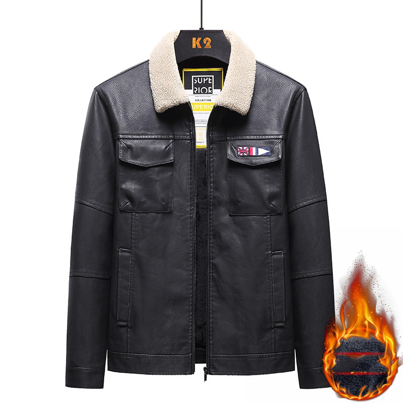 Fat and loose PU leather jacket - Image 33