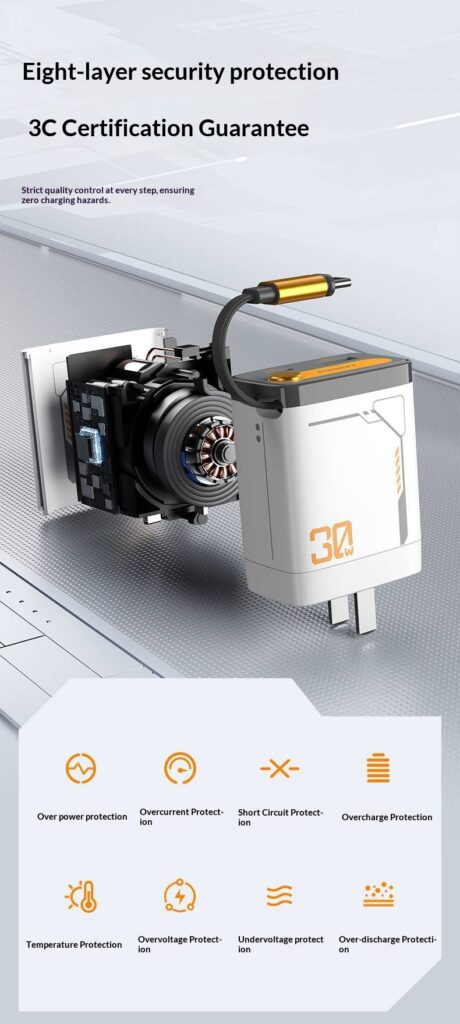 Gallium Nitride Charger With Built-in Cable