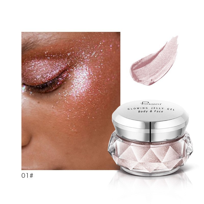 Face Highlighter Jelly Gel Mermaid Eyeshadow Glow Body Glitter Festival Makeup Iluminador Gold Liquid Highlighter Bronzer - Image 24