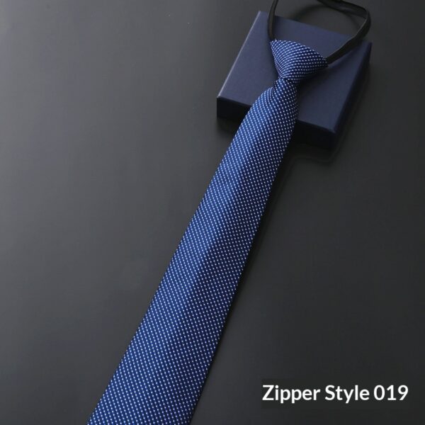 Mens Business Formal Zipper Tie With Blue Stripes - Image 14