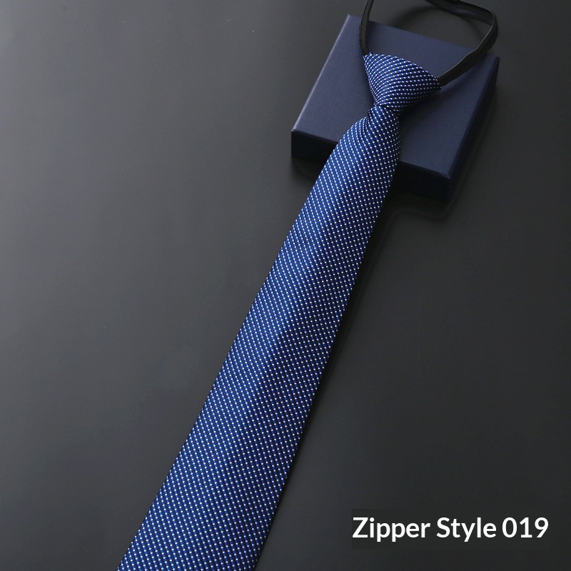 Mens Business Formal Zipper Tie With Blue Stripes - Image 14