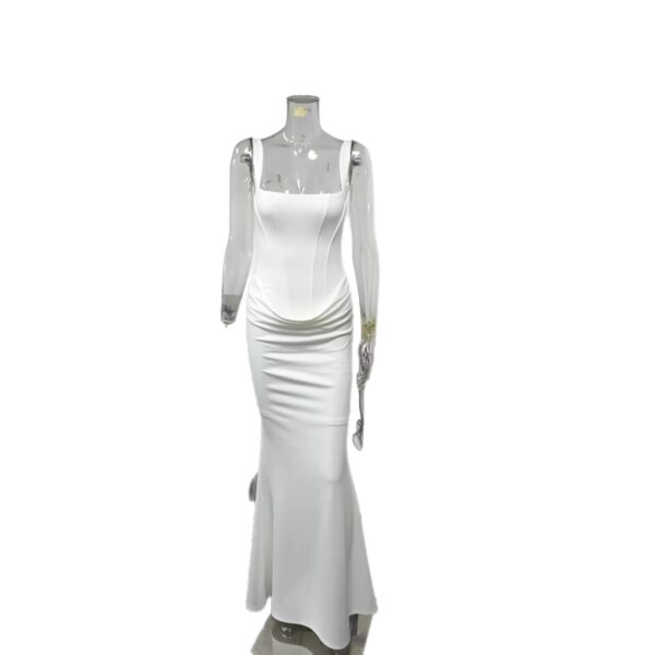Elegant Strapless Long White Slip Dress For Women - Image 4