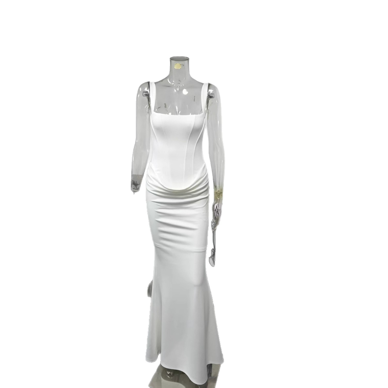 Elegant Strapless Long White Slip Dress For Women - Image 4