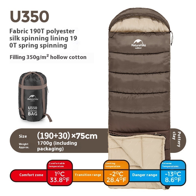 Naturehike Series Envelope Hooded Sleeping Bag Outdoor Camping Autumn And Winter Cold-proof Double - Image 31