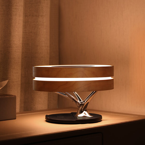 Round Intelligent Music Bluetooth Speaker Bed Lamp WiFi Circle Tree Of Led Light Wireless Charging For Living Room - Image 8
