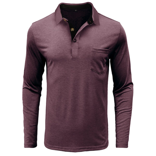 Mens Long-sleeve Lapel T-shirt Winter Base Layer Top - Image 8