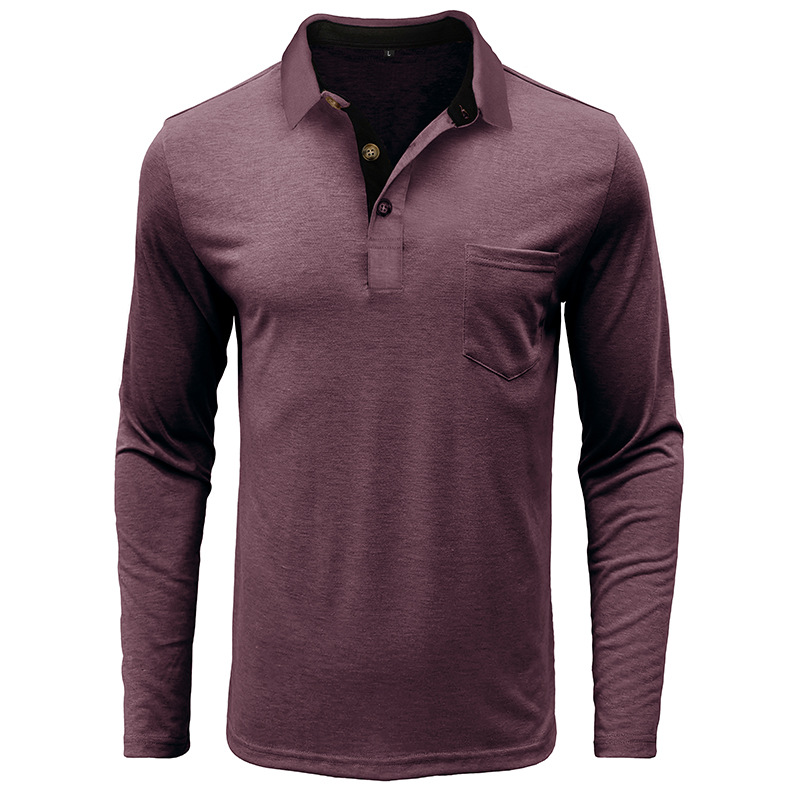 Mens Long-sleeve Lapel T-shirt Winter Base Layer Top - Image 8