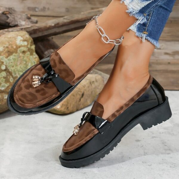 New 2025 Autumn Winter Korean Style Mid-Heel Retro Leopard Print Buckle Loafers, Lightweight Height-Increasing Non-Slip Casual Shoes - Image 4