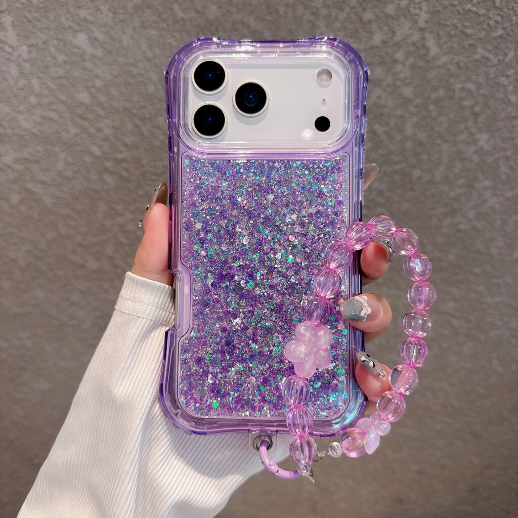 South American-style Slimming Phone Case With 3-in-1 Glitter Epoxy Drop-proof Design And A Matching Bracelet