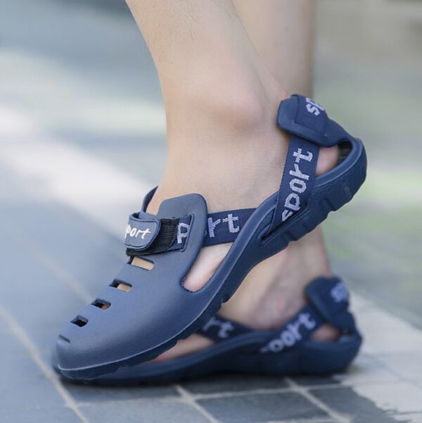 Men's trend sandals and slippers drag non-slip large size pin shoes beach shoes Vietnam massage soft bottom slippers - Image 1