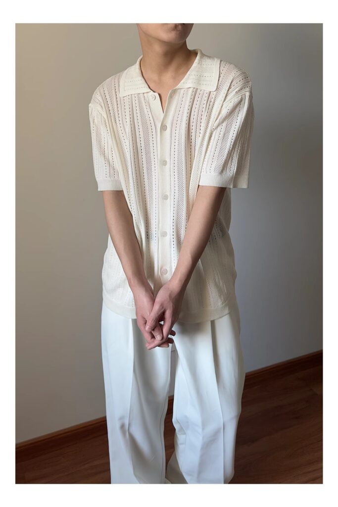 Hollow-out Vintage Lapel Knit Sweater For Men