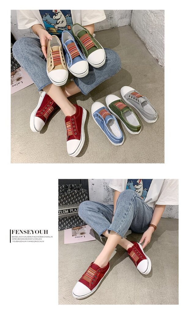 Women's Retro Zipper Fashion Patchwork Canvas Shoes