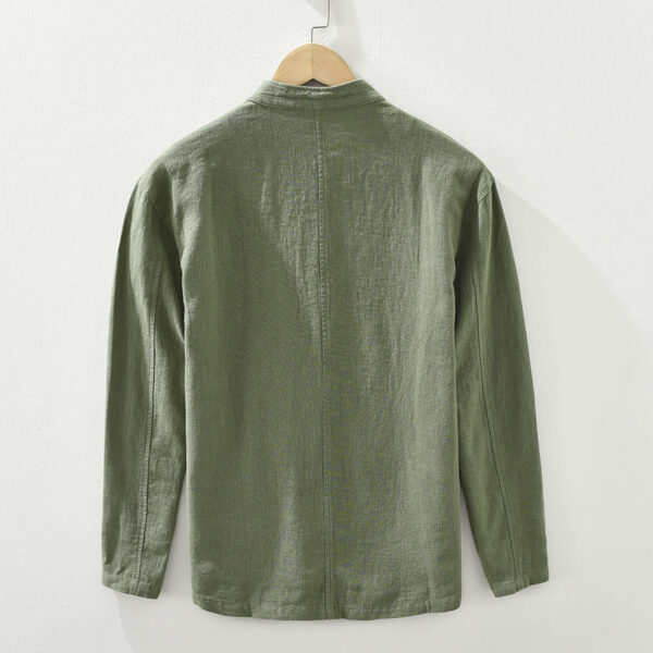 Mens Retro Linen Long-Sleeve Shirt - Image 3