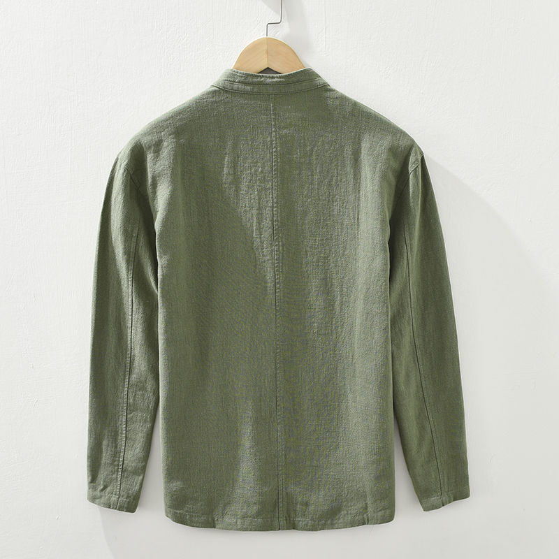 Mens Retro Linen Long-Sleeve Shirt - Image 3
