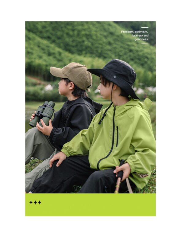 Hooded Windproof Outdoor Jacket For Older Children - Image 9