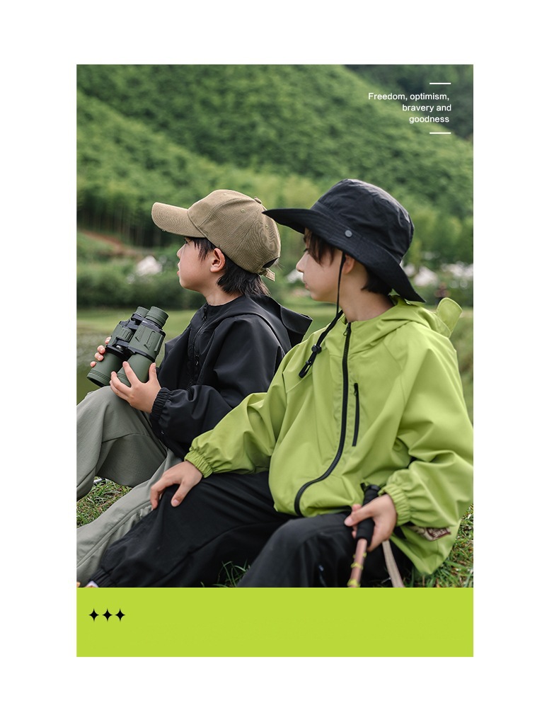 Hooded Windproof Outdoor Jacket For Older Children - Image 9