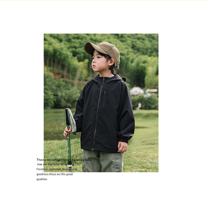 Hooded Windproof Outdoor Jacket For Older Children - Image 8