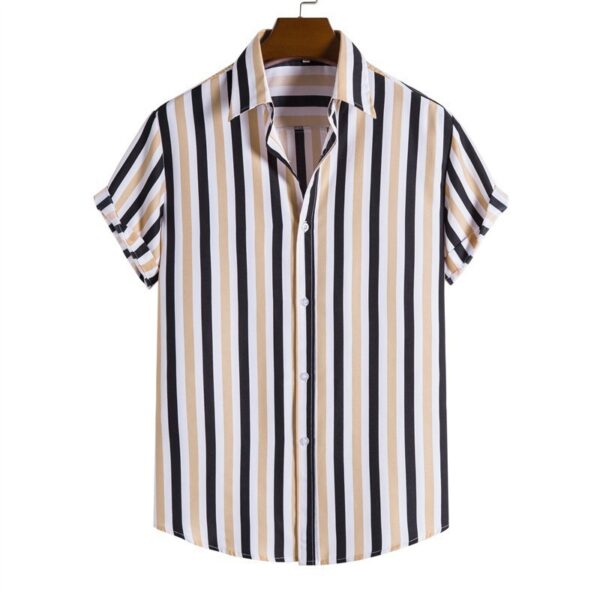 Men's Striped Fashionable Loose Short-Sleeve Shirt - Image 64