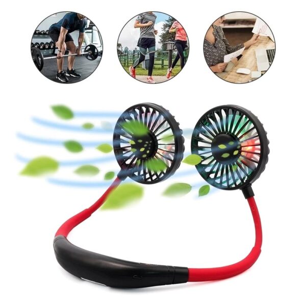 Mini Portable Hanging Neckband Fan USB Rechargeable Double Fans Air Cooler Conditioner Colorful Aroma Electric Desk Fan For Room - Image 1