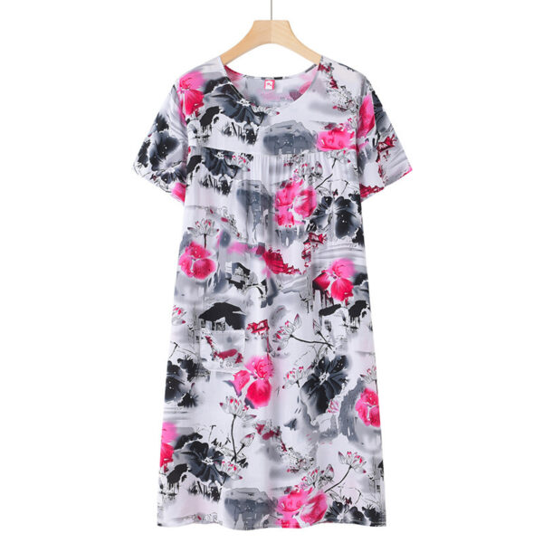 Women's Thin Loose Cotton Silk Short-Sleeve Dress
