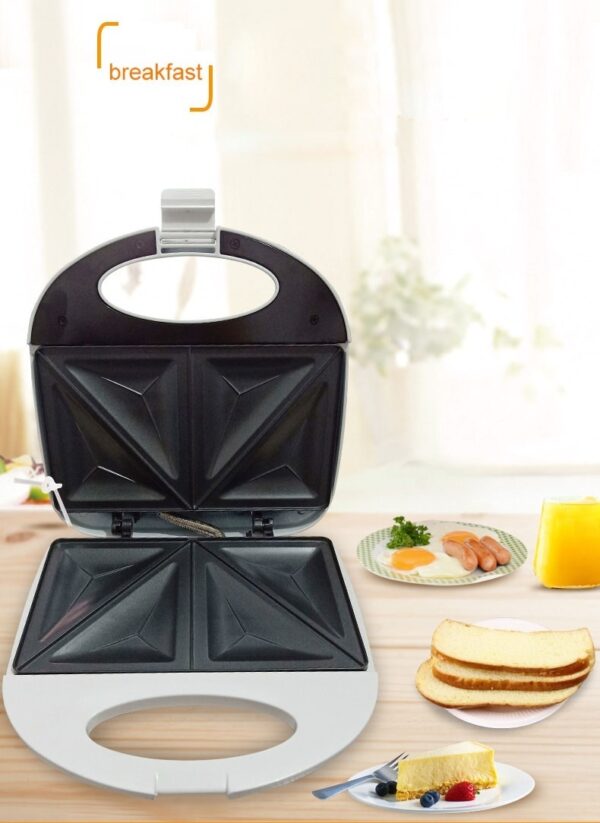 220V white color Double-sided breakfast sandwich machine panini toaster household omelette Fried steak sanwich maker - Image 2
