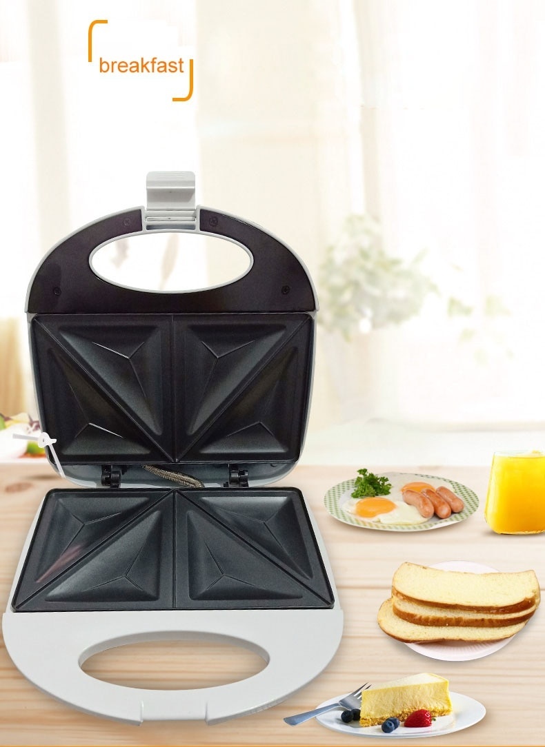 220V white color Double-sided breakfast sandwich machine panini toaster household omelette Fried steak sanwich maker - Image 2