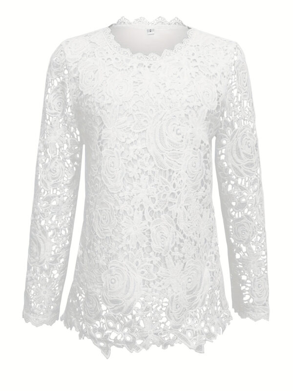 Lace Crewneck Long-sleeve Vintage Top - Image 2