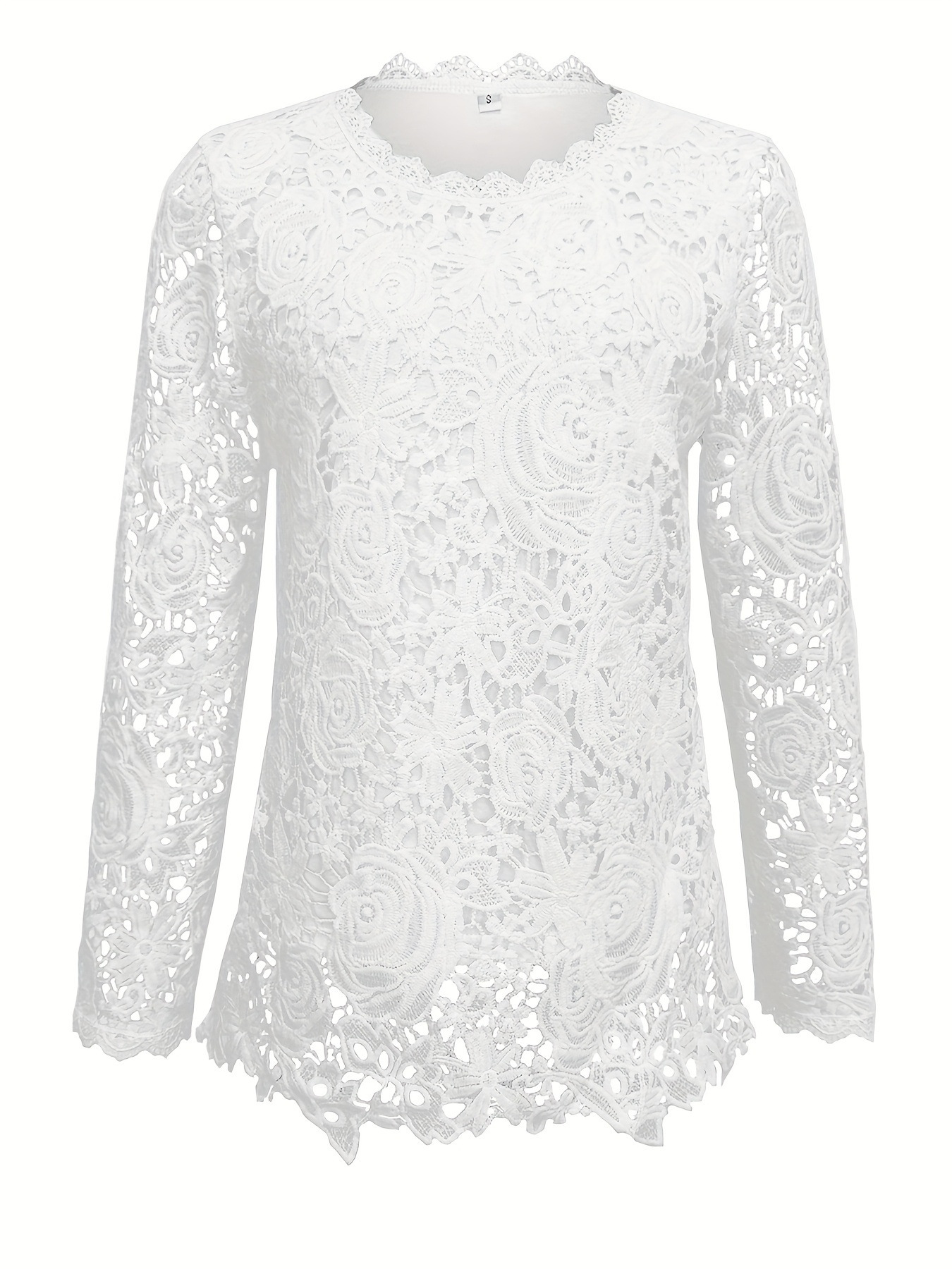 Lace Crewneck Long-sleeve Vintage Top - Image 2