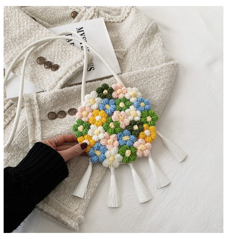 Ethnic Fluffy Bag For Women, Fashion Trend, Floral Small Round Bag, Stylish And Versatile, Can Be Worn On One Shoulder Or Cross-body - Image 33