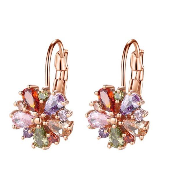 Colorful Zircon Ear Clips In Rose Gold - Image 9