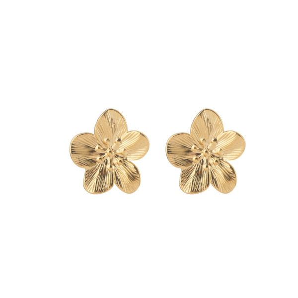 1 Pair Gold Flower Stud Earrings, Senior Sense Temperament, Niche Design, Fashion All-Match Jewelry For Women - Image 3