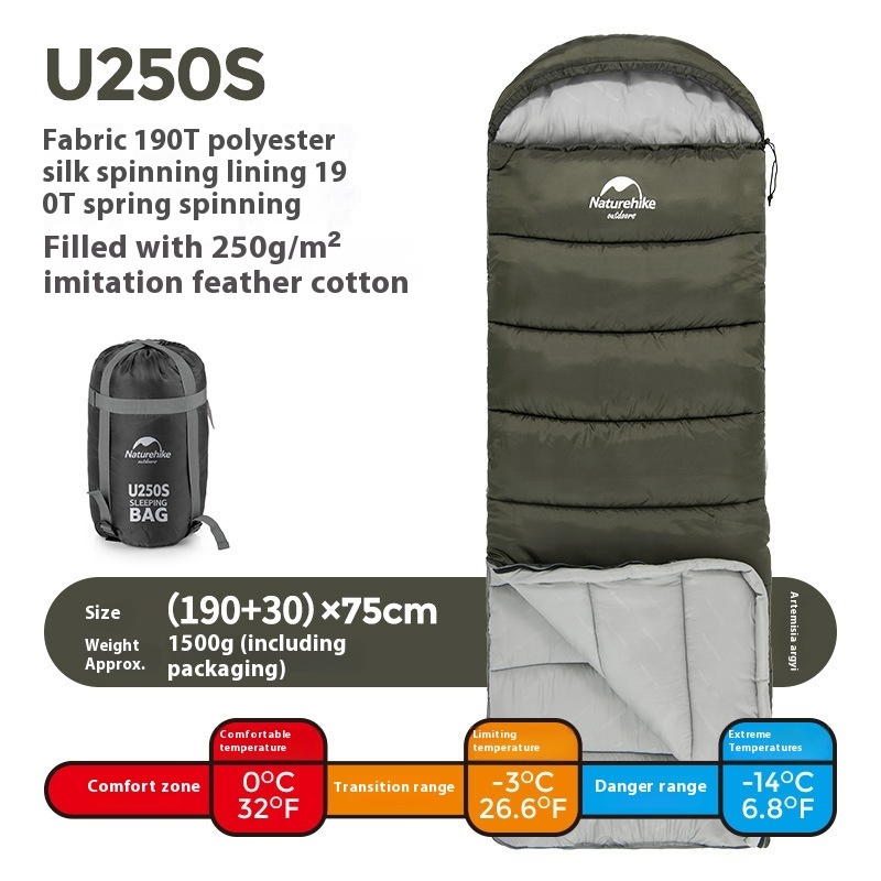 Naturehike Series Envelope Hooded Sleeping Bag Outdoor Camping Autumn And Winter Cold-proof Double - Image 8