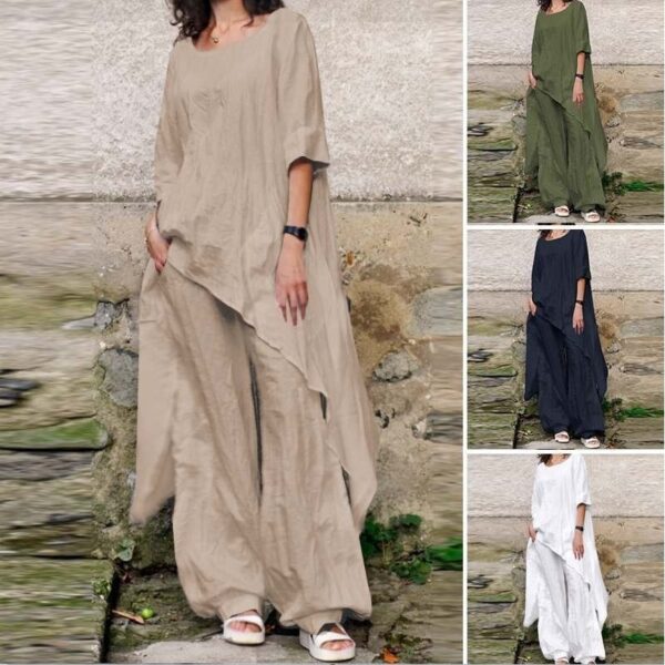 Loose Solid Color Womens Set Irregular Two-Piece Set For Women