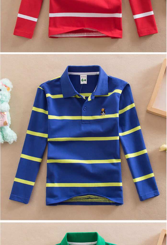 Turn-down Collar Long-sleeve T-shirt Childrens Clothing Business Top