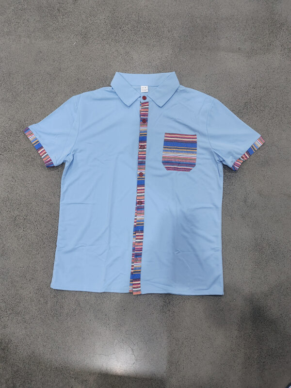 Men's Contrasting-Color Beach Short-Sleeve Casual Shirt - Image 33