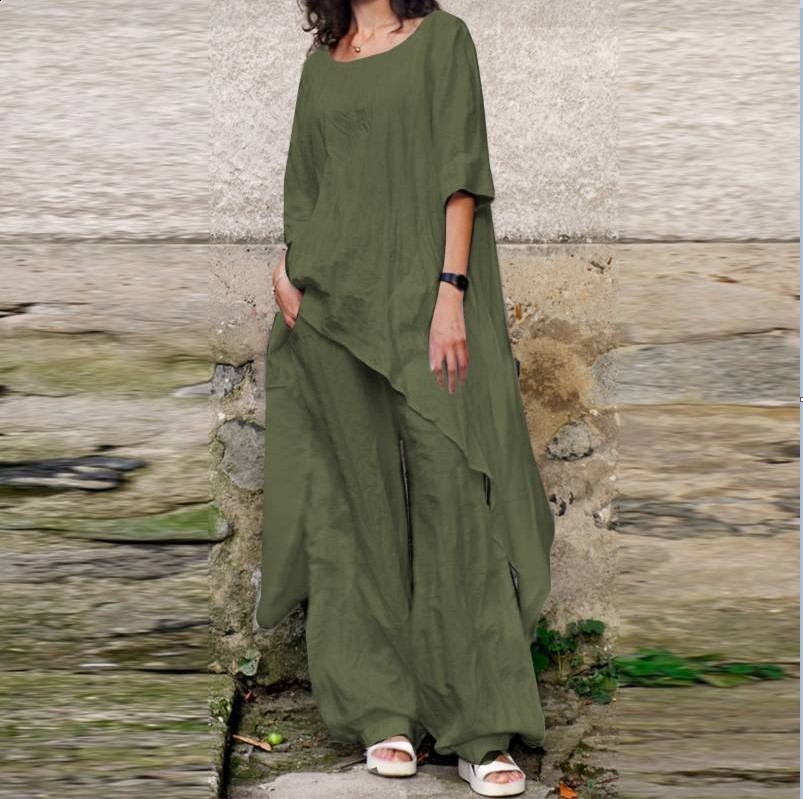 Loose Solid Color Womens Set Irregular Two-Piece Set For Women - Image 16