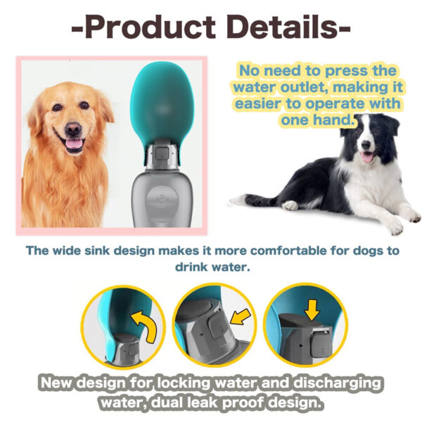 800ml Dogs Water Bottle Portable High Capacity Leakproof Pet Foldable Drinking Bowl Golden Retriever Outdoor Walking Supplies Pet Products - Image 15