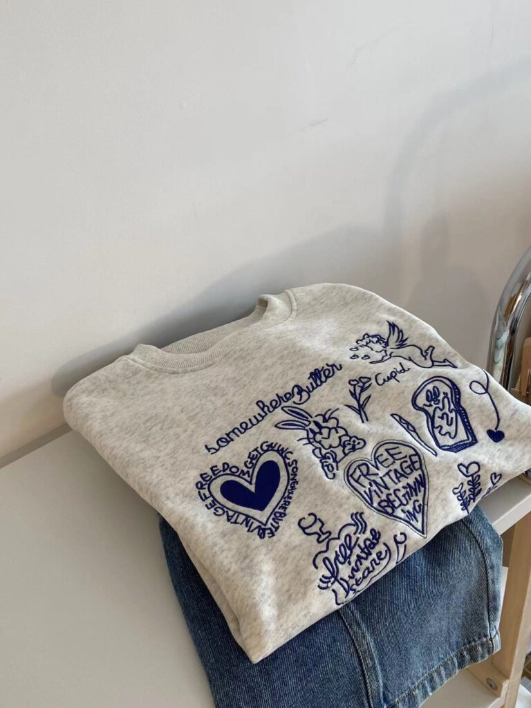 Chest-embroidered Heart And Bunny