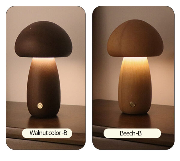 INS Wooden Cute Mushroom LED Night Light With Touch Switch  Bedside Table Lamp For Bedroom Childrens Room Sleeping Night Lamps Home Decor - Image 15