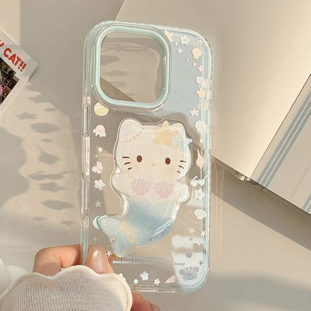 Seaside Cartoon Phone Case With A Mermaid Stand