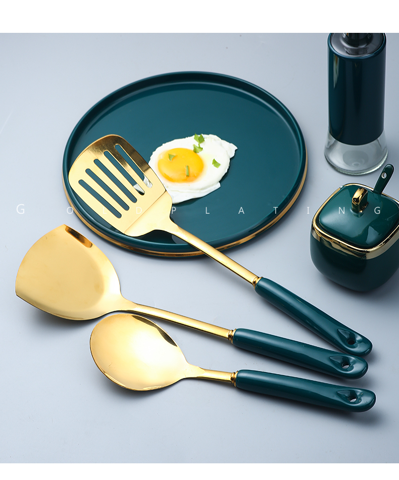 7 PCS Stainless Steel Silicone Kitchen Utensil Slotted Spatula Turner Ladle Serving Spoon Pasta Server Cooking Set - Image 8