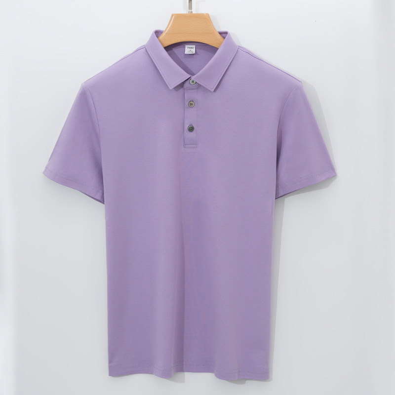 High-end 120-count Double-sided Mercerized Cotton Mens Short-sleeve Polo Shirt - Image 44