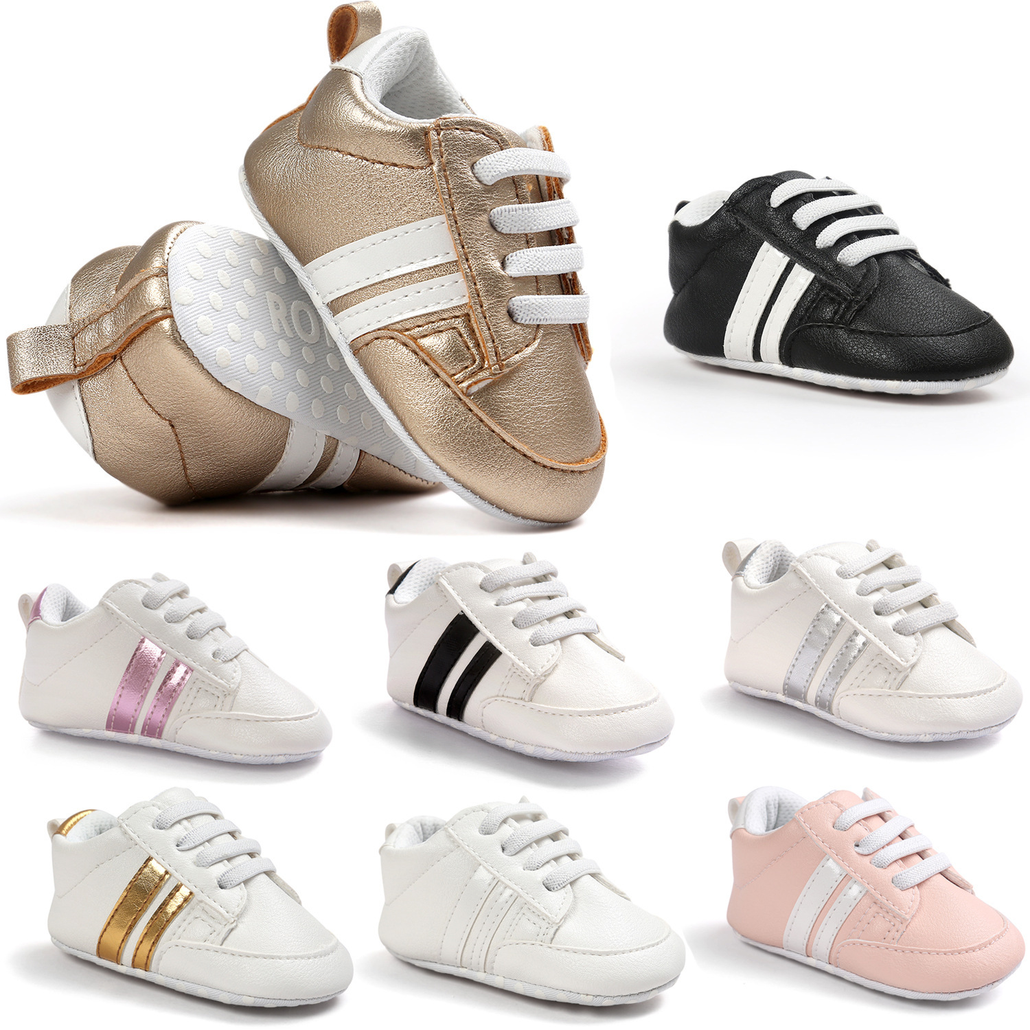 Baby Boy Girl Moccasins Shoes Infant PU Leather Non-slip Soft Newborn Sneakers - Image 1