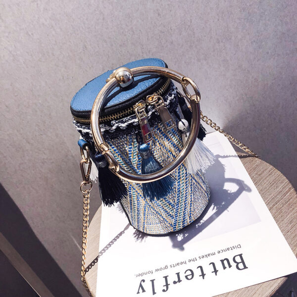 Luxury Handbag Women Bag Designer Retro Weave Feather Tassel lady Shoulder Bag - Image 3