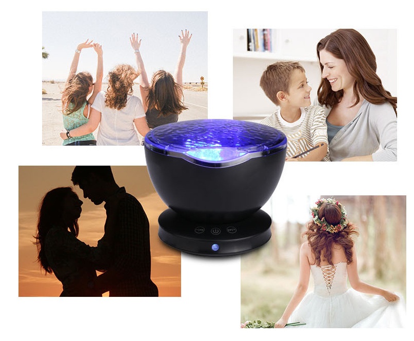 Ocean Wave Projector LED Night Light Remote Control TF Cards Music Player Speaker Aurora Projection - Image 10